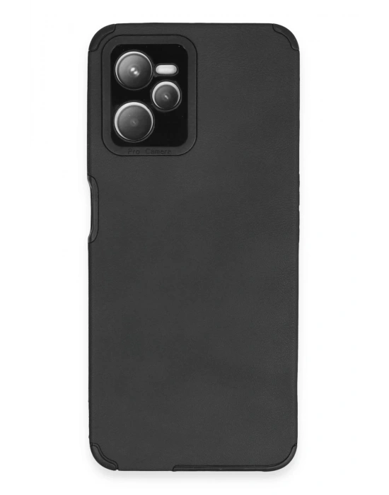 Newface Realme C35 Kılıf Loop Deri Silikon - Siyah