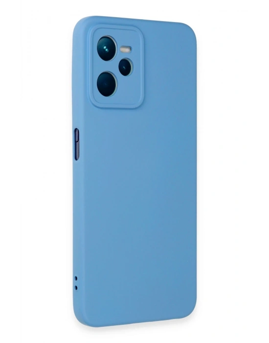 Newface Realme C35 Kılıf Nano içi Kadife Silikon - Mavi
