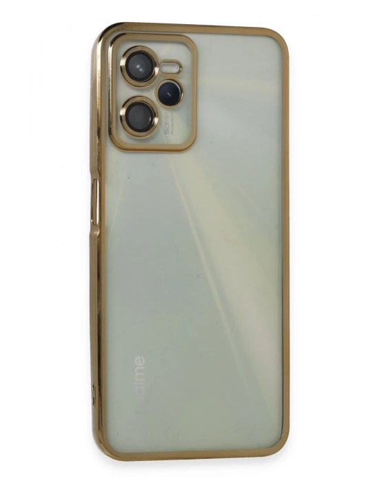 Newface Realme C35 Kılıf Razer Lensli Silikon - Gold