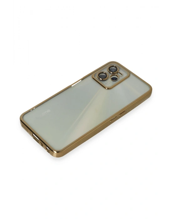 Newface Realme C35 Kılıf Razer Lensli Silikon - Gold