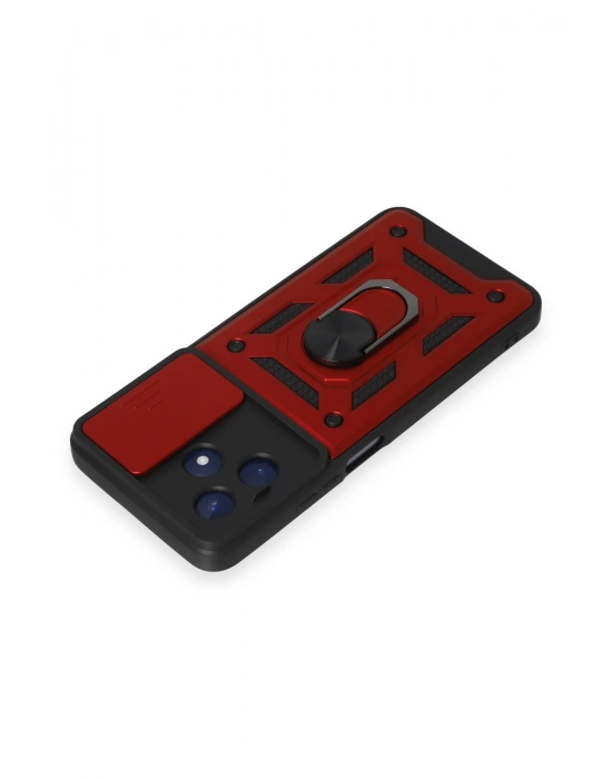 Newface Realme C53 Kılıf Pars Lens Yüzüklü Silikon - Kırmızı