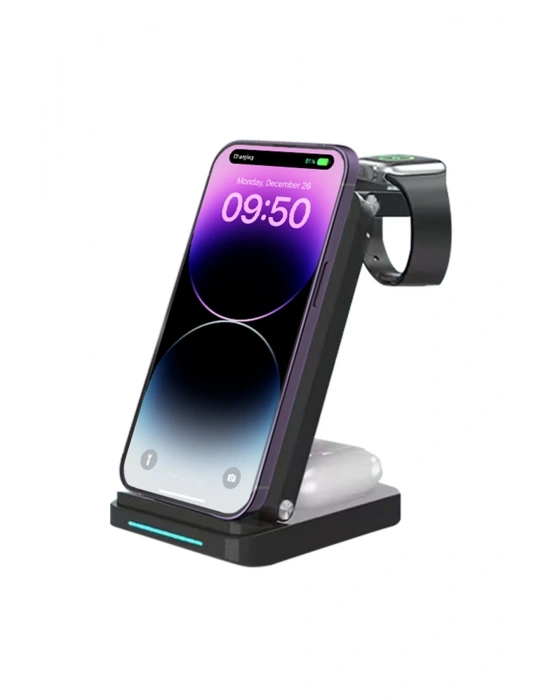 Newface S90 4in1 Kablosuz Şarj Masaüstü Set - Siyah