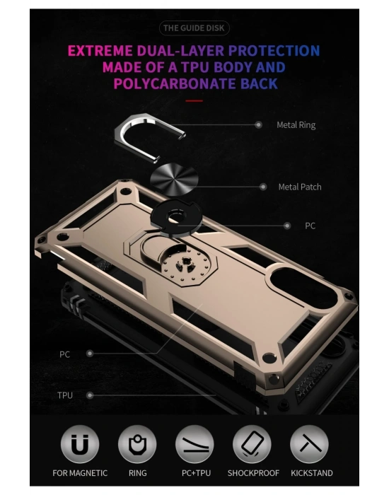 Newface Samsung Galaxy A02 Kılıf Sofya Yüzüklü Silikon Kapak - Gold