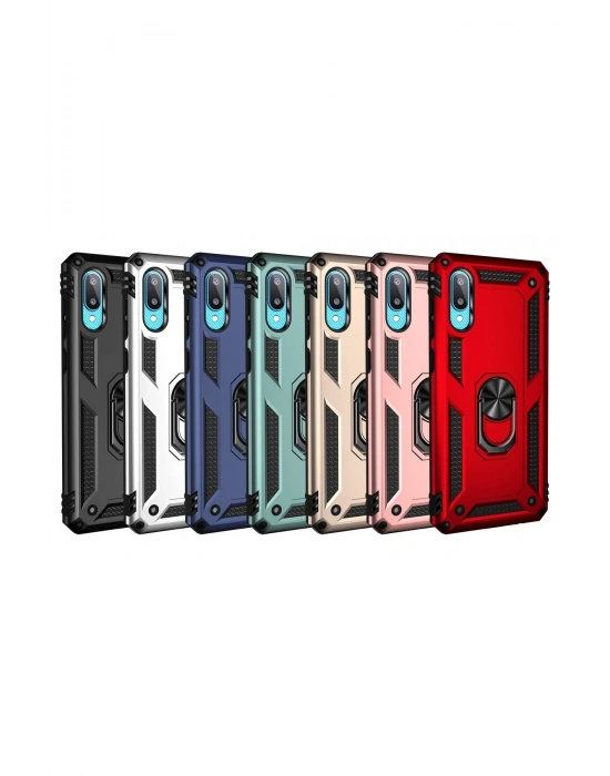 Newface Samsung Galaxy A02 Kılıf Sofya Yüzüklü Silikon Kapak - Gümüş