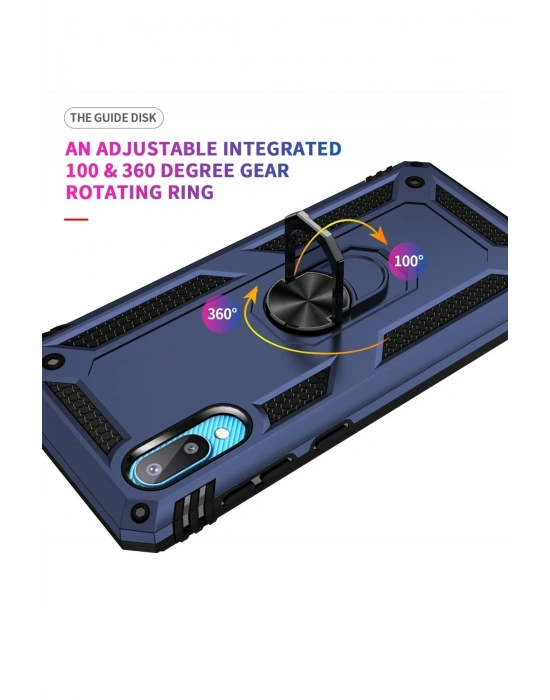 Newface Samsung Galaxy A02 Kılıf Sofya Yüzüklü Silikon Kapak - Lacivert