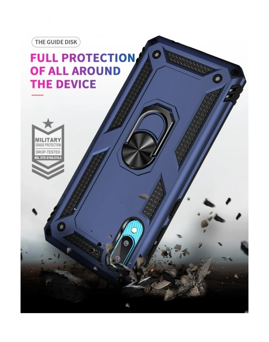 Newface Samsung Galaxy A02 Kılıf Sofya Yüzüklü Silikon Kapak - Lacivert