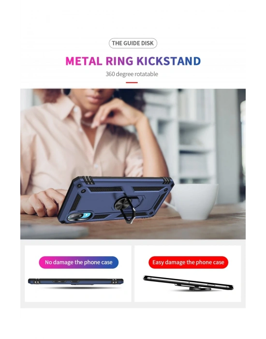 Newface Samsung Galaxy A02 Kılıf Sofya Yüzüklü Silikon Kapak - Lacivert