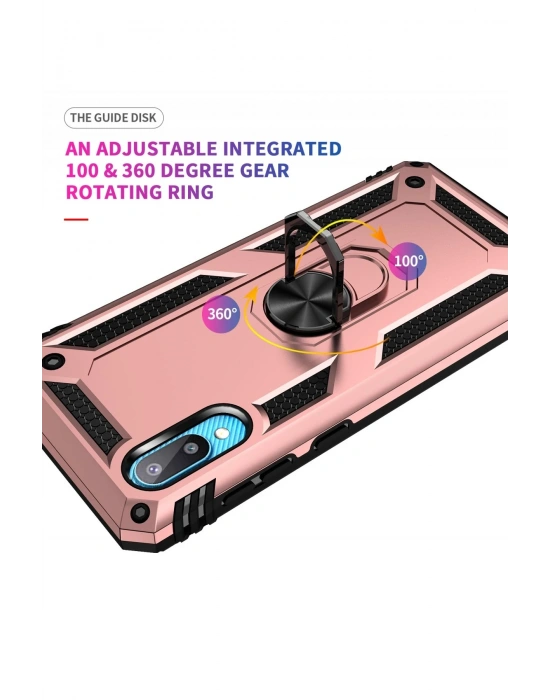 Newface Samsung Galaxy A02 Kılıf Sofya Yüzüklü Silikon Kapak - Rose