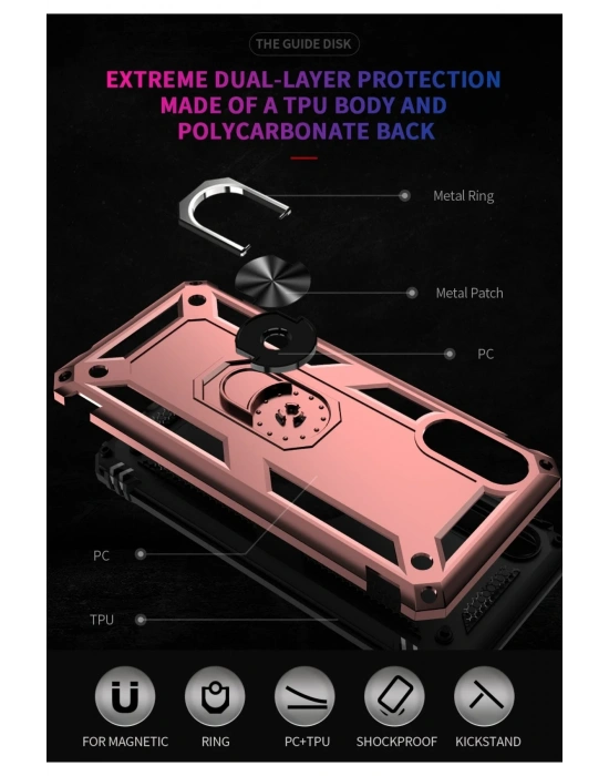 Newface Samsung Galaxy A02 Kılıf Sofya Yüzüklü Silikon Kapak - Rose