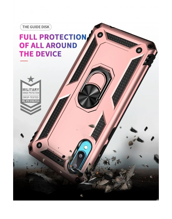 Newface Samsung Galaxy A02 Kılıf Sofya Yüzüklü Silikon Kapak - Rose