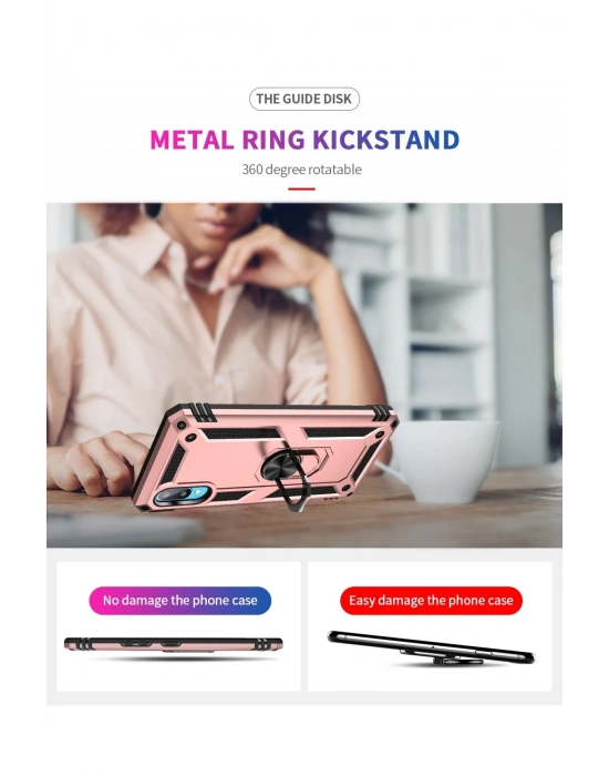 Newface Samsung Galaxy A02 Kılıf Sofya Yüzüklü Silikon Kapak - Rose