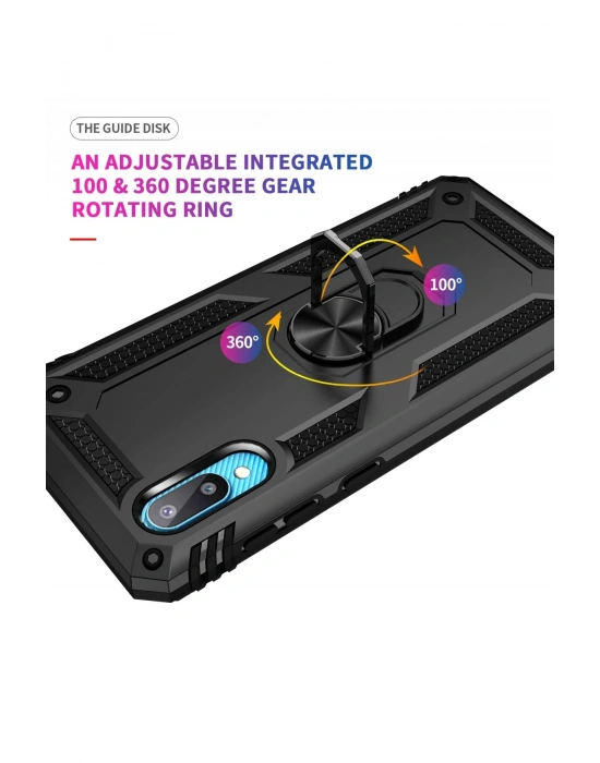 Newface Samsung Galaxy A02 Kılıf Sofya Yüzüklü Silikon Kapak - Siyah