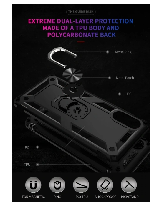 Newface Samsung Galaxy A02 Kılıf Sofya Yüzüklü Silikon Kapak - Siyah