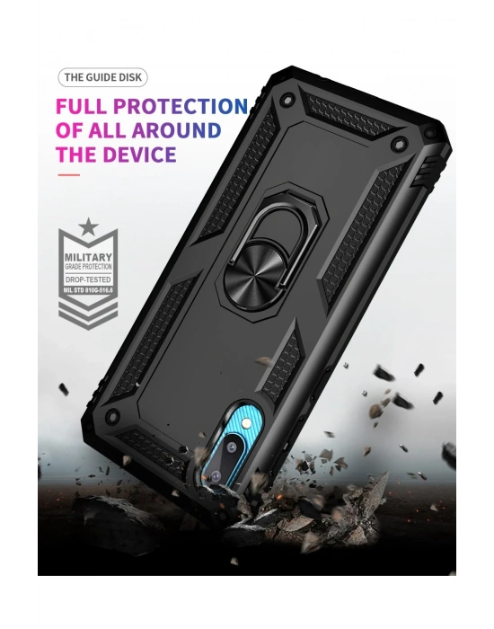 Newface Samsung Galaxy A02 Kılıf Sofya Yüzüklü Silikon Kapak - Siyah