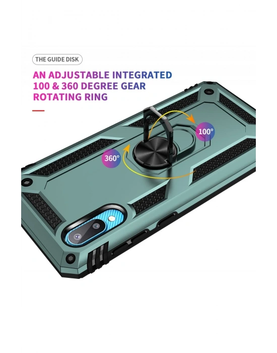 Newface Samsung Galaxy A02 Kılıf Sofya Yüzüklü Silikon Kapak - Yeşil