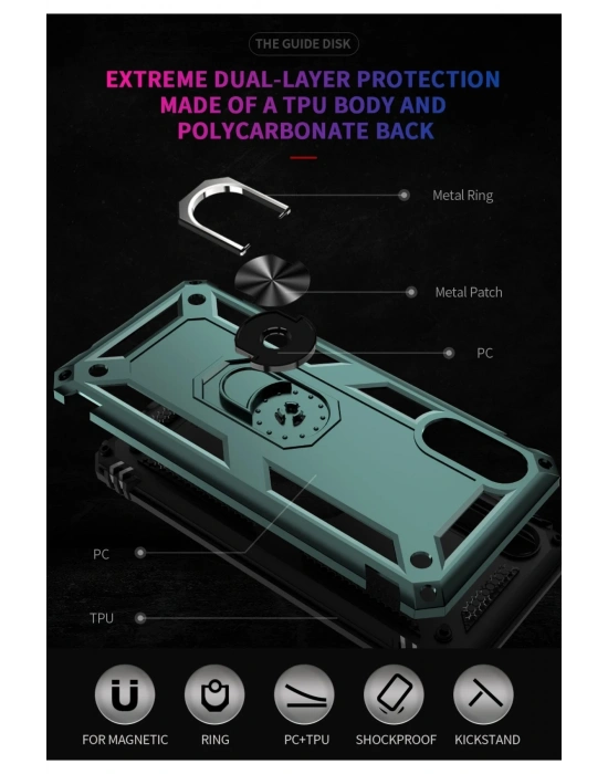 Newface Samsung Galaxy A02 Kılıf Sofya Yüzüklü Silikon Kapak - Yeşil