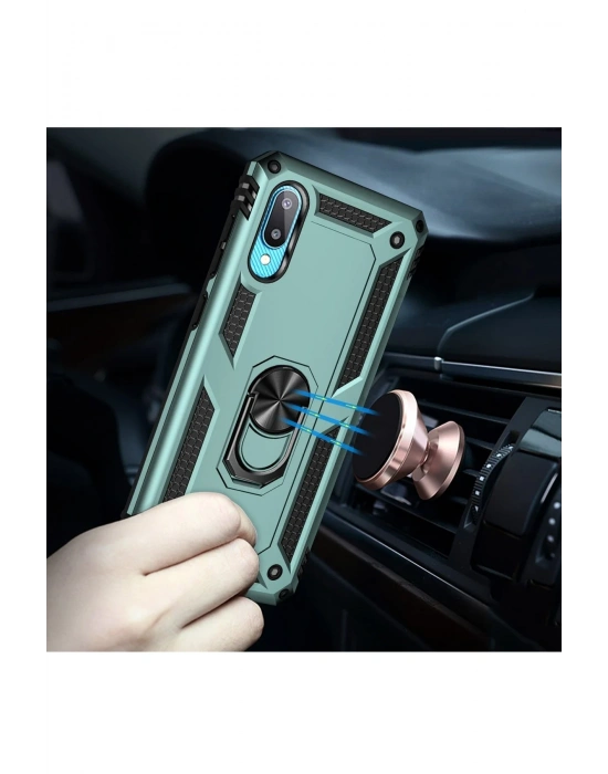 Newface Samsung Galaxy A02 Kılıf Sofya Yüzüklü Silikon Kapak - Yeşil