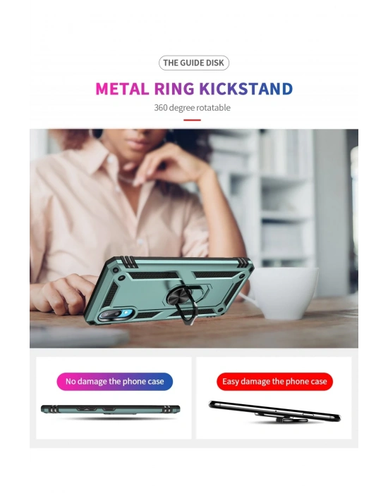 Newface Samsung Galaxy A02 Kılıf Sofya Yüzüklü Silikon Kapak - Yeşil