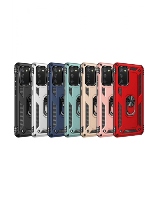 Newface Samsung Galaxy A02S Kılıf Sofya Yüzüklü Silikon Kapak - Siyah