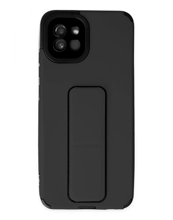 Newface Samsung Galaxy A03 Kılıf Mega Standlı Silikon - Siyah