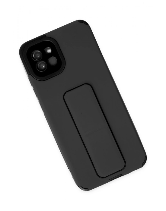 Newface Samsung Galaxy A03 Kılıf Mega Standlı Silikon - Siyah