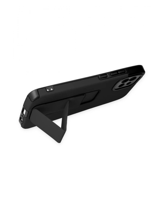 Newface Samsung Galaxy A03 Kılıf Mega Standlı Silikon - Siyah