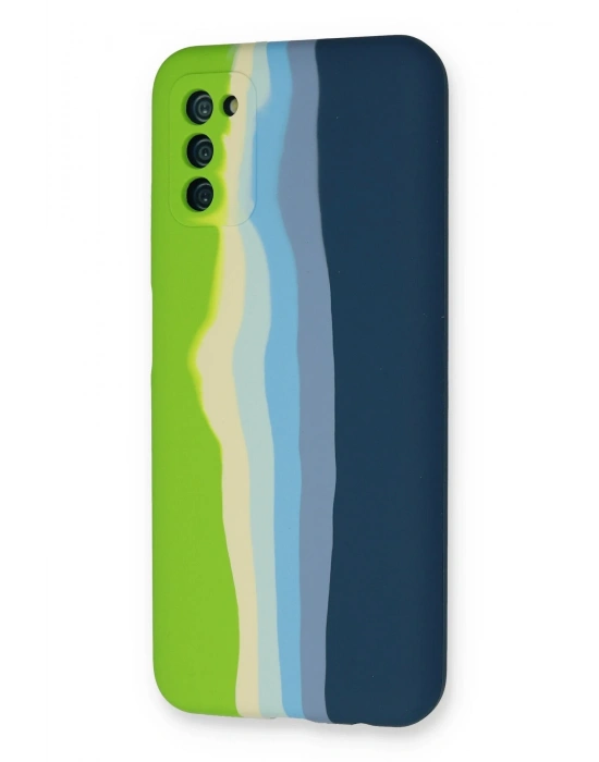 Newface Samsung Galaxy A03S Kılıf Ebruli Lansman Silikon - Yeşil-Koyu Yeşil