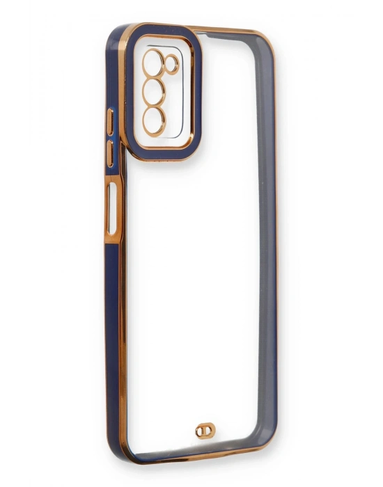 Newface Samsung Galaxy A03S Kılıf Liva Lens Silikon - Mavi