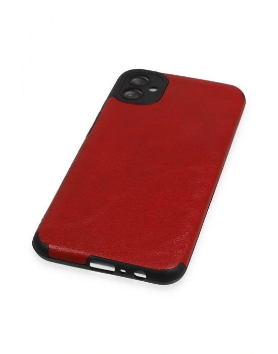 Newface Samsung Galaxy A04E Kılıf Loop Deri Silikon - Kırmızı