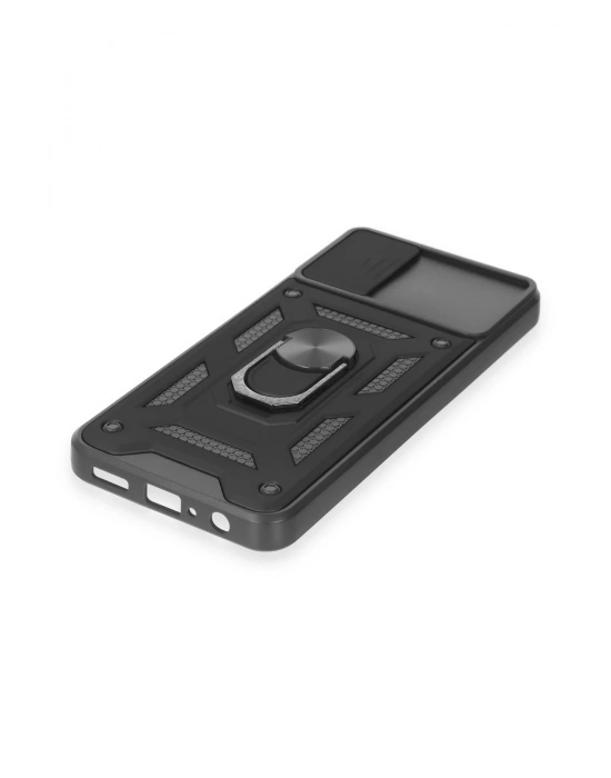 Newface Samsung Galaxy A04E Kılıf Pars Lens Yüzüklü Silikon - Siyah