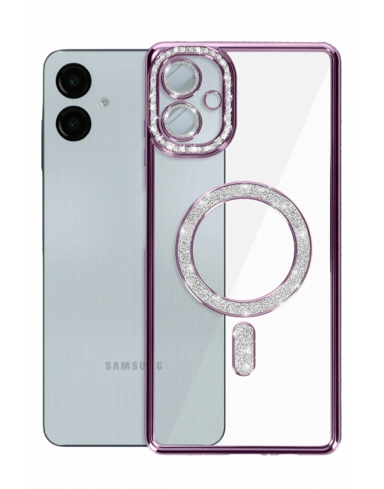 Newface Samsung Galaxy A06 Joke Simli Magneticsafe Kılıf - Derin Mor