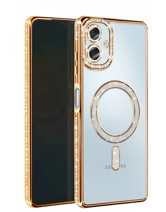 Newface Samsung Galaxy A06 Joke Simli Magneticsafe Kılıf - Gold