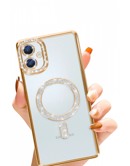 Newface Samsung Galaxy A06 Joke Simli Magneticsafe Kılıf - Gold