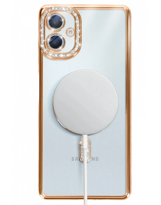 Newface Samsung Galaxy A06 Joke Simli Magneticsafe Kılıf - Gold