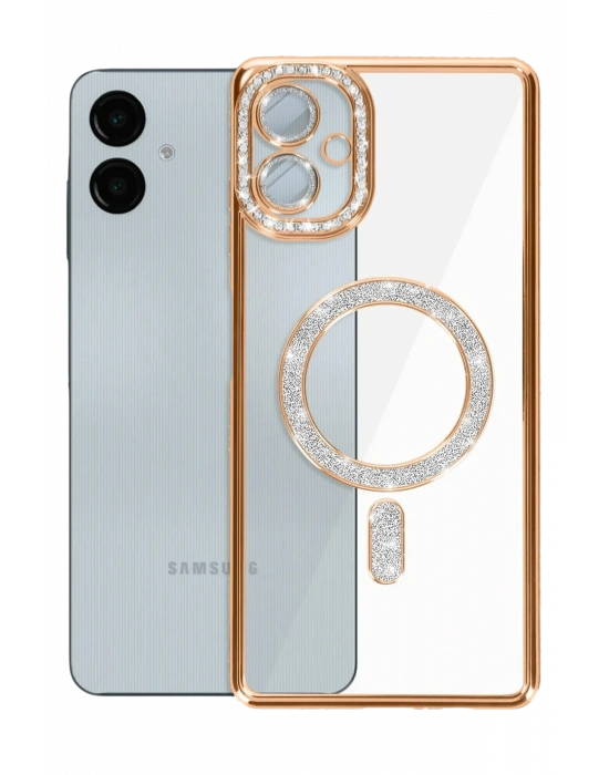 Newface Samsung Galaxy A06 Joke Simli Magneticsafe Kılıf - Gold