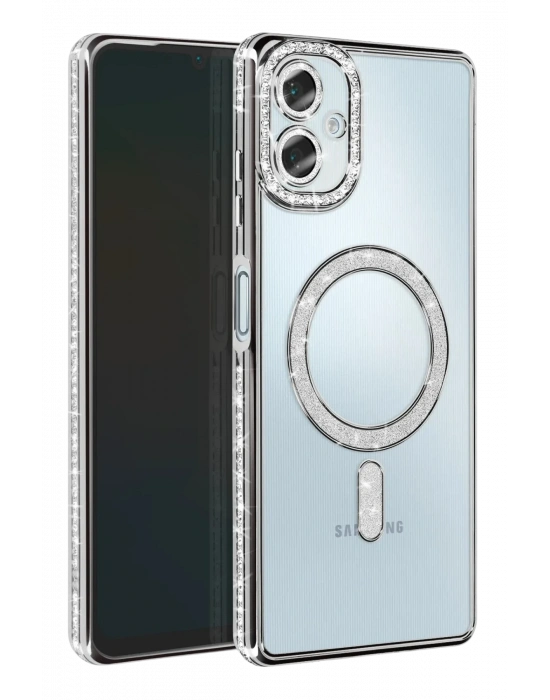 Newface Samsung Galaxy A06 Joke Simli Magneticsafe Kılıf - Gümüş