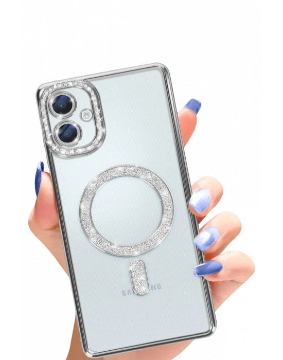 Newface Samsung Galaxy A06 Joke Simli Magneticsafe Kılıf - Gümüş