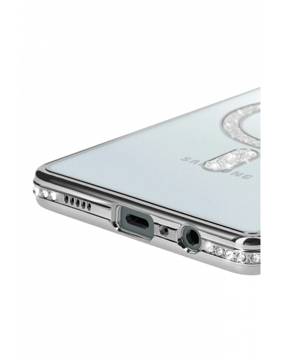 Newface Samsung Galaxy A06 Joke Simli Magneticsafe Kılıf - Gümüş