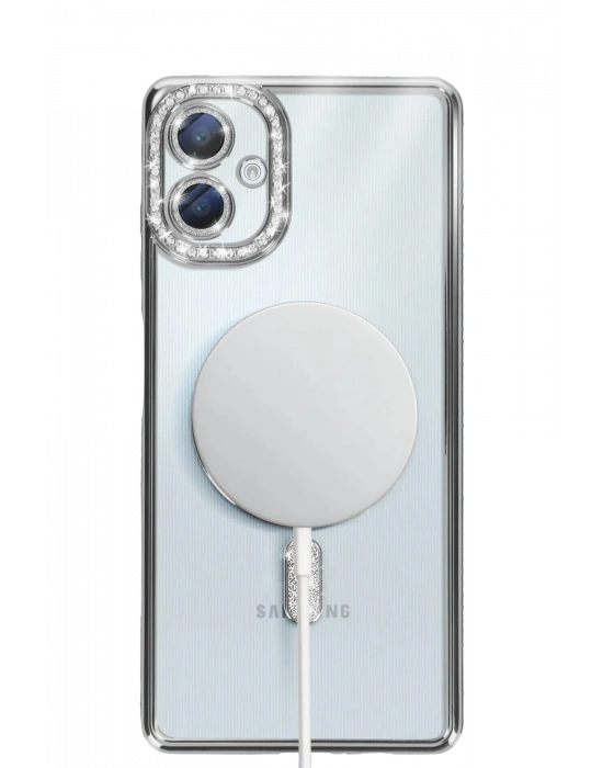 Newface Samsung Galaxy A06 Joke Simli Magneticsafe Kılıf - Gümüş