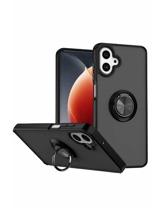 Newface Samsung Galaxy A07 4G Montreal Yüzüklü Silikon Kapak - Siyah