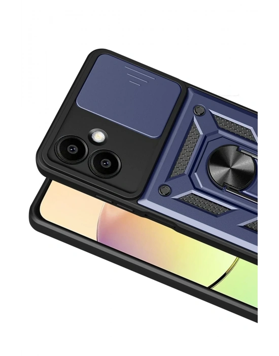 Newface Samsung Galaxy A07 4G Pars Lens Yüzüklü Silikon - Lacivert