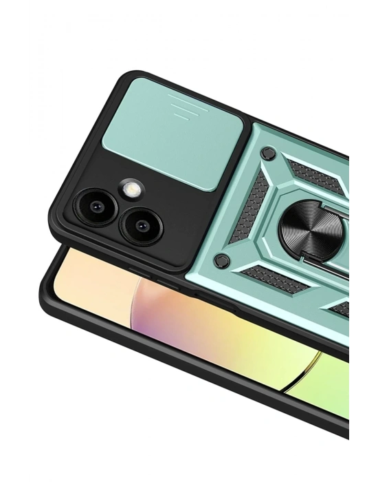 Newface Samsung Galaxy A07 4G Pars Lens Yüzüklü Silikon - Yeşil