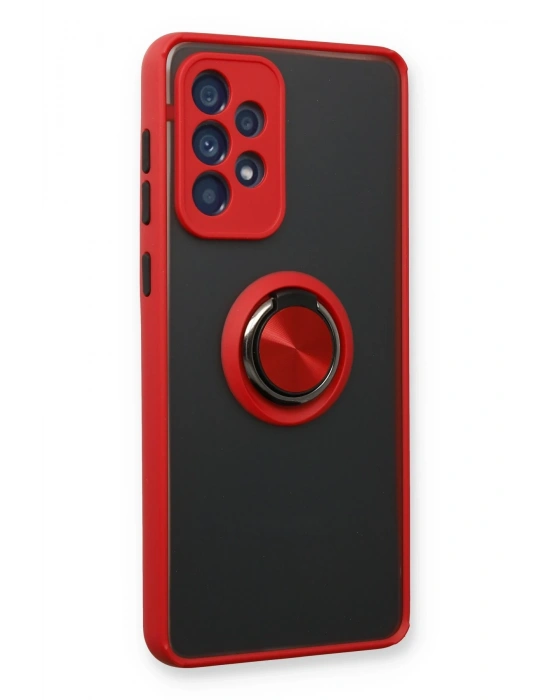 Newface Samsung Galaxy A13 4G Kılıf Montreal Yüzüklü Silikon Kapak - Kırmızı