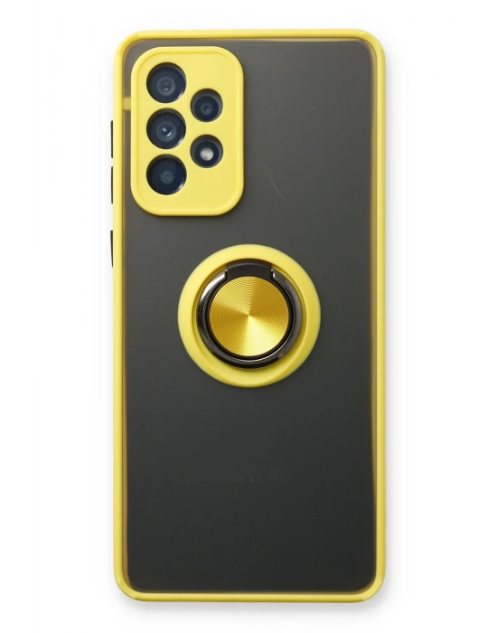 Newface Samsung Galaxy A13 4G Kılıf Montreal Yüzüklü Silikon Kapak - Sarı