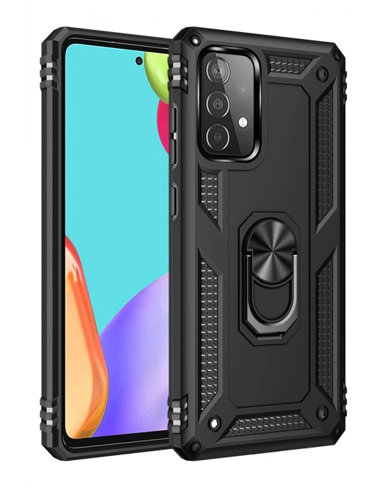 Newface Samsung Galaxy A13 4G Kılıf Sofya Yüzüklü Silikon Kapak - Siyah