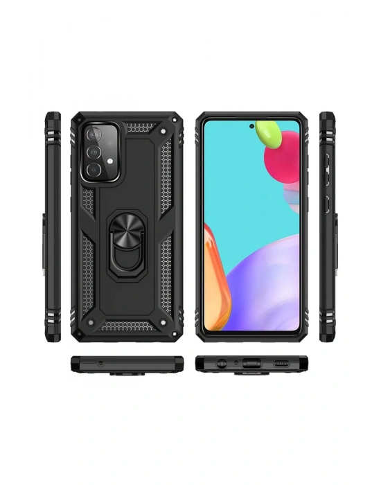 Newface Samsung Galaxy A13 4G Kılıf Sofya Yüzüklü Silikon Kapak - Siyah