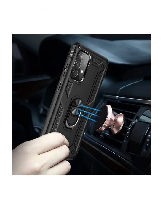 Newface Samsung Galaxy A13 4G Kılıf Sofya Yüzüklü Silikon Kapak - Siyah