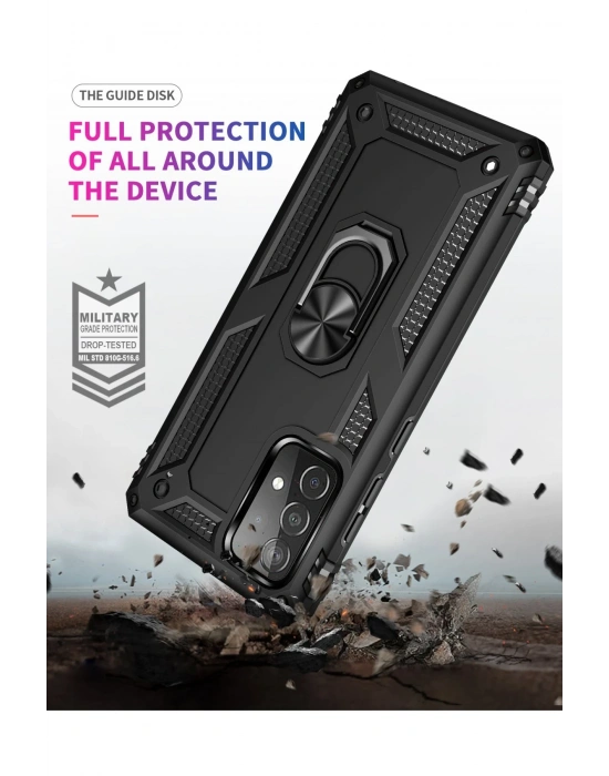 Newface Samsung Galaxy A13 4G Kılıf Sofya Yüzüklü Silikon Kapak - Siyah