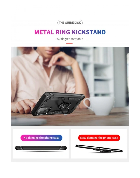 Newface Samsung Galaxy A13 4G Kılıf Sofya Yüzüklü Silikon Kapak - Siyah