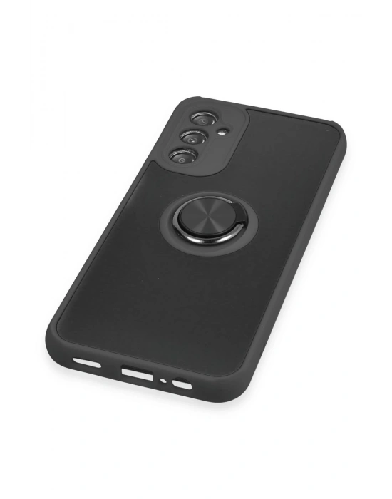 Newface Samsung Galaxy A14 4G Kılıf Montreal Yüzüklü Silikon Kapak - Siyah